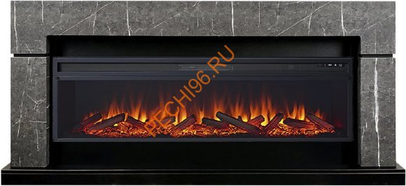 Электрокамин Royal Flame Lindos Stone Touch SFT с очагом Vision 60 LOG LED, серый мрамор