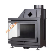 Каминная угловая топка Экокамин Альфа 800 LB/RB два стекла, черный шамот