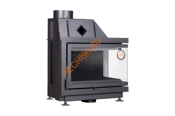 Каминная угловая топка Экокамин Альфа 700 LB/RB два стекла, черный шамот 