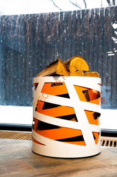 Дровница Fire&Wood Saturn, бело-оранжевая