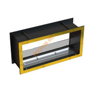 Биокамин сквозной 1000х500х300 мм, стекло тонированное, рамки латунь