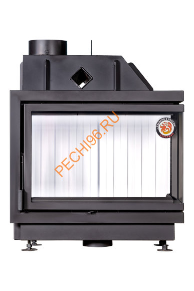 Каминная угловая топка Экокамин Альфа 800 L/R два стекла, белый шамот