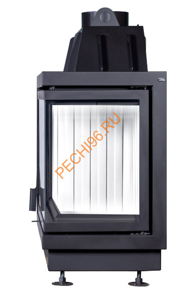 Каминная угловая топка Экокамин Альфа 800 L/R два стекла, белый шамот