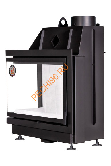 Каминная угловая топка Экокамин Альфа 800 L/R два стекла, белый шамот