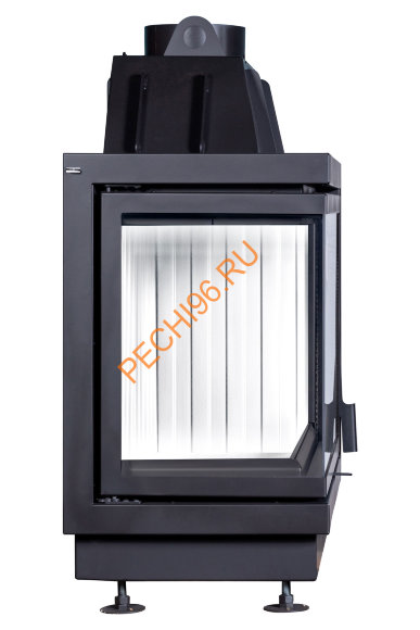 Каминная угловая топка Экокамин Альфа 800 L/R два стекла, белый шамот