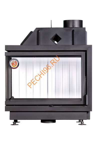 Каминная угловая топка Экокамин Альфа 800 L/R два стекла, белый шамот