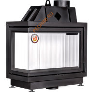 Каминная угловая топка Экокамин Альфа 800 L/R два стекла, белый шамот