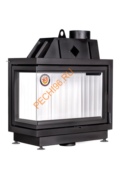 Каминная угловая топка Экокамин Альфа 800 L/R два стекла, белый шамот