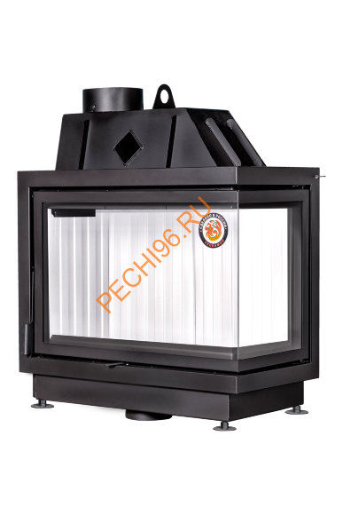 Каминная угловая топка Экокамин Альфа 800 L/R два стекла, белый шамот