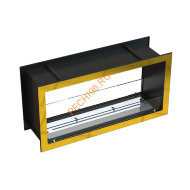 Биокамин сквозной 1100х500х300 мм, стекло, рамки латунь