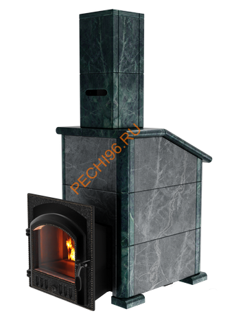 Печь банная Сибирь-премиум 25 (545х545), ТК 300 мм, ЗК, в облицовке Президент талькомагнезит+змеевик