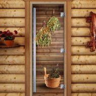 Дверь стеклянная DoorWood «Престиж», 800х2000мм, с фотопечатью «Веники» Дверь стеклянная DoorWood «Престиж», 800х2000мм, с фотопечатью «Веники»