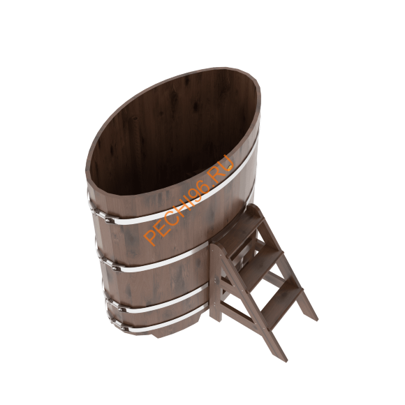 Купель для бани BentWood овальная из мореного дуба Рустик, 0,80х1,42 м