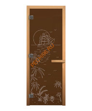 Дверь стеклянная «бронза матовая Лагуна» коробка 1900х700 мм, осина Дверь стеклянная «бронза матовая Лагуна» коробка 1900х700 мм, осина