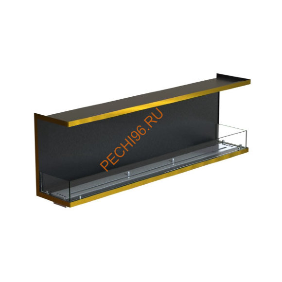 Биокамин фронтальный 1700х500х300 мм, стекло, рамка латунь Биокамин фронтальный 1700х500х300 мм, стекло, рамка латунь