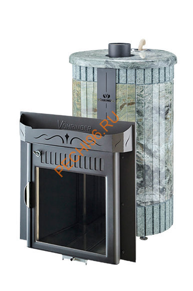 Печь банная Ферингер Оптима ПС Жадеит перенесенный рисунок+бучардированный Жадеит