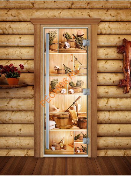 Дверь стеклянная DoorWood «Престиж», 800х2000мм, с фотопечатью «Банные аксессуары» Дверь стеклянная DoorWood «Престиж», 800х2000мм, с фотопечатью «Банные аксессуары»