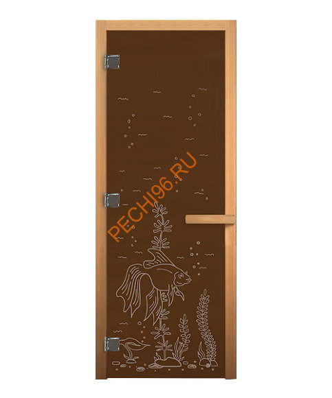 Дверь стеклянная «бронза матовая Рыбка» коробка 1900х700 мм, осина Дверь стеклянная «бронза матовая Рыбка» коробка 1900х700 мм, осина