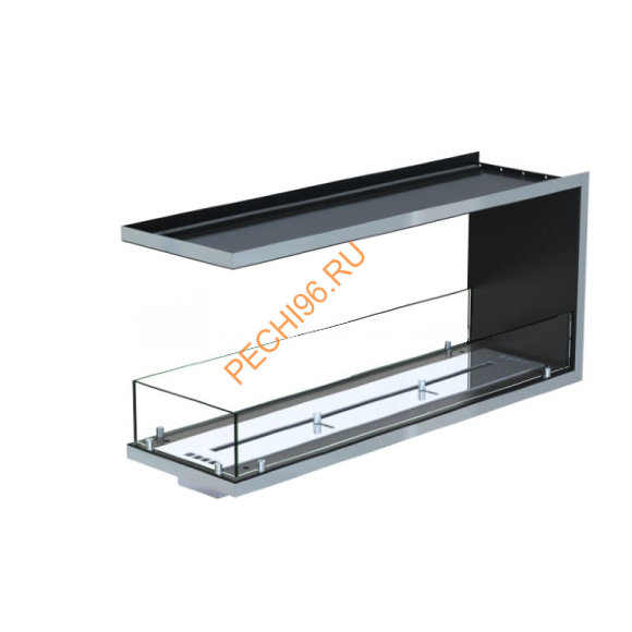 Торцевой биокамин 1000х500х300 мм, стекло, рамка нержавейка