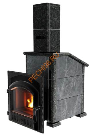 Печь банная Сибирь-премиум 25 (700х700), ТК 400 мм, ЗК, в облицовке Президент талькомагнезит+пироксенит