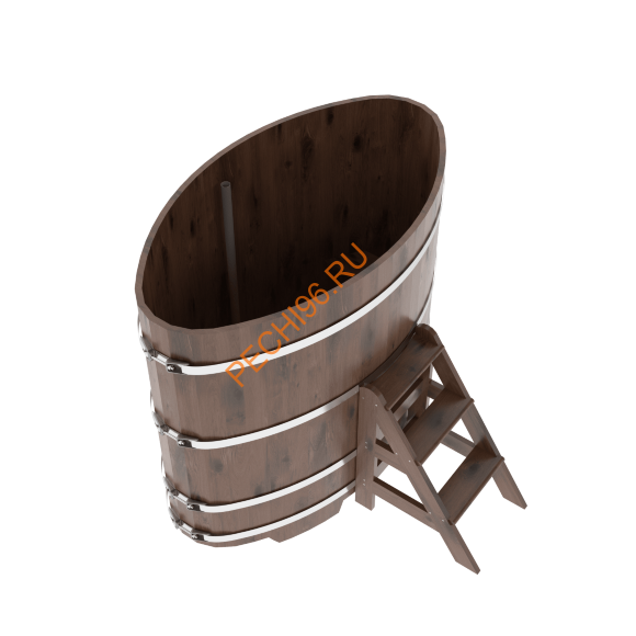 Купель для бани BentWood овальная из мореного дуба Рустик, 0,92х1,66 м