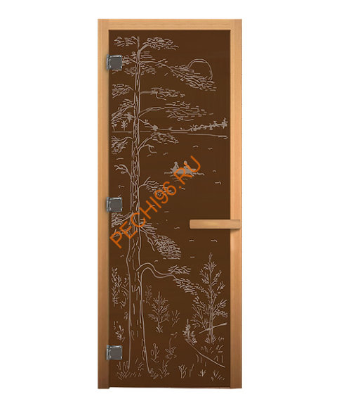 Дверь стеклянная «бронза матовая Тайга» коробка 1900х700 мм, осина Дверь стеклянная «бронза матовая Тайга» коробка 1900х700 мм, осина