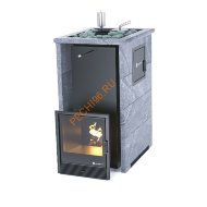 Печь банная ИзиСтим Геленджик М2 в трёхстороннем кожухе из талькохлорита с открытым верхом