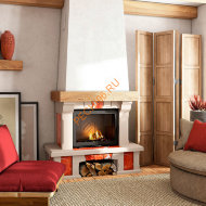 Облицовка для камина MARBELLA SR мрамор ALICANTE с деревянной балкой, пристенная
