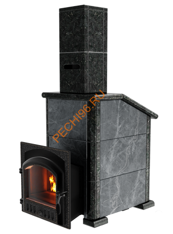 Печь банная Сибирь-премиум 25 (545х545), ТК 300 мм, ЗК, в облицовке Президент талькомагнезит+пироксенит