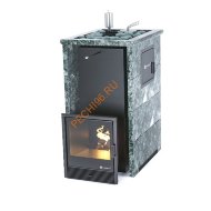 Печь банная ИзиСтим Геленджик М2 в трёхстороннем кожухе из змеевика с открытым верхом