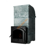 Печь банная Калита Князь чугунный портал панорамное стекло талькохлорит