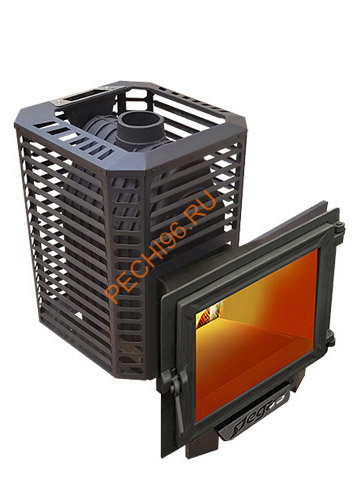 Чугунная банная печь Пегас 26 NEXT Панорама сетка премиум