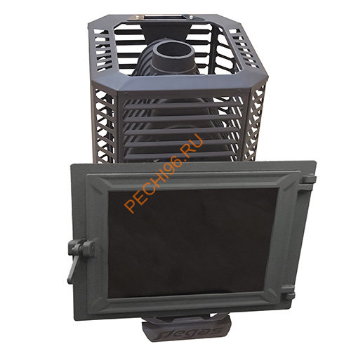 Чугунная банная печь Пегас 26 NEXT Панорама сетка премиум