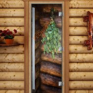 Дверь стеклянная DoorWood «Престиж», 700х1900мм, с фотопечатью «Крепкий пар»