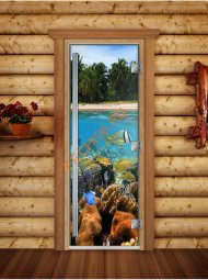 Дверь стеклянная DoorWood «Престиж», 700х1900мм, с фотопечатью «Тропики»