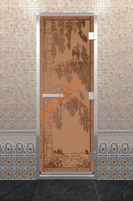 Дверь стеклянная DoorWood Хамам «Березка» бронза матовая, 2000х800 мм Дверь стеклянная DoorWood Хамам «Березка» бронза матовая, 2000х800 мм