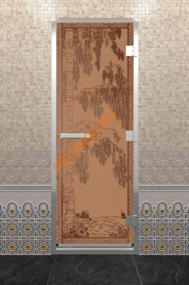 Дверь стеклянная DoorWood Хамам «Березка» бронза матовая, 1900х700 мм Дверь стеклянная DoorWood Хамам «Березка» бронза матовая, 1900х700 мм