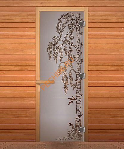 Дверь стеклянная «сатин матовая Березка» коробка 1900х700 мм, осина Дверь стеклянная «сатин матовая Березка» коробка 1900х700 мм, осина