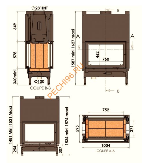 Каминная топка CHAZELLES DESIGN DDF1000
