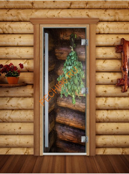 Дверь стеклянная DoorWood «Престиж», 700х1900мм, с фотопечатью «Крепкий пар»