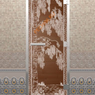 Дверь стеклянная DoorWood Хамам «Березка» бронза, 1900х700 мм