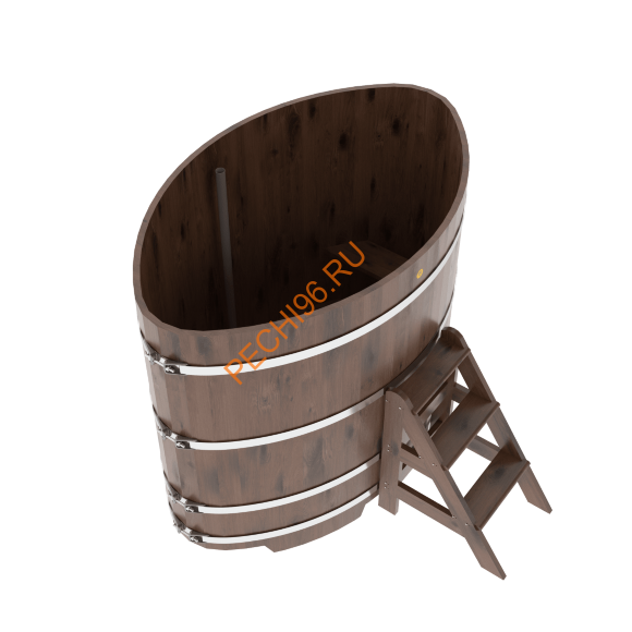 Купель для бани BentWood овальная из мореного дуба Рустик, 1,08х1,75 м