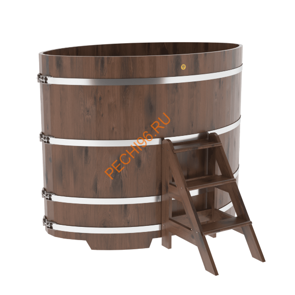 Купель для бани BentWood овальная из мореного дуба Рустик, 1,08х1,75 м