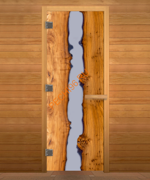 Дверь стеклянная декор «Слэб» Люкс коробка 1900х700 мм, осина Дверь стеклянная декор «Слэб» Люкс коробка 1900х700 мм, осина