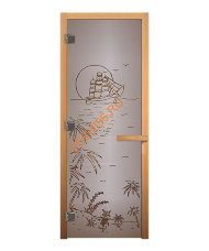 Дверь стеклянная «сатин матовая Лагуна» коробка 1900х700 мм, осина Дверь стеклянная «сатин матовая Лагуна» коробка 1900х700 мм, осина