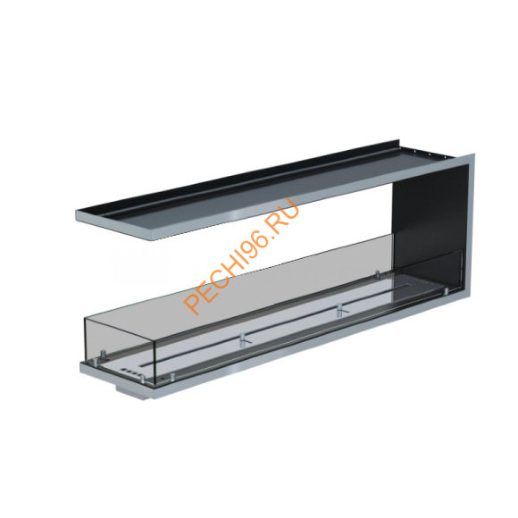 Торцевой биокамин 1300х500х300 мм, стекло тонированное, рамка нержавейка