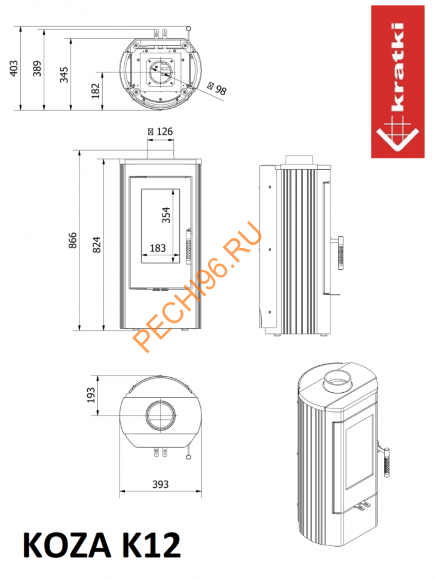 Печь-камин KRATKI Koza K12