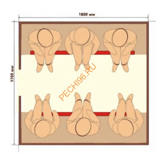 Инфракрасная кабина НКЗ 6-местная прямая из кедра