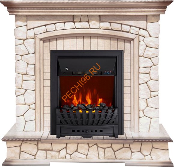 Электрокамин Royal Flame Preston Слоновая кость с патиной с очагом Aspen