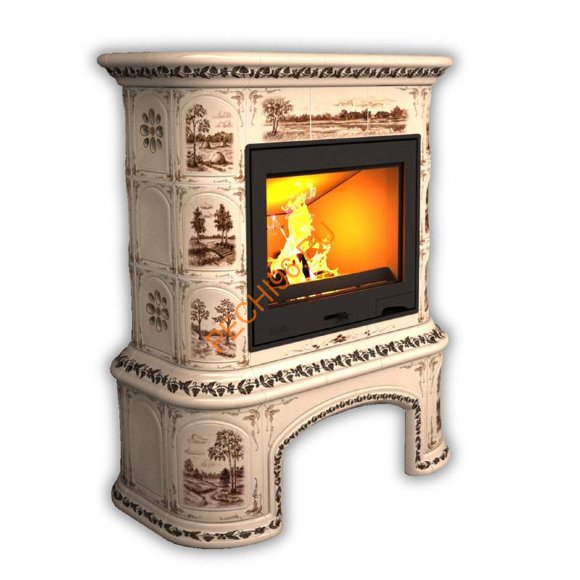 Печь-камин КимрПечь Прованс пристенный Деревня с дровником Печь-камин КимрПечь Прованс пристенный Деревня с дровником